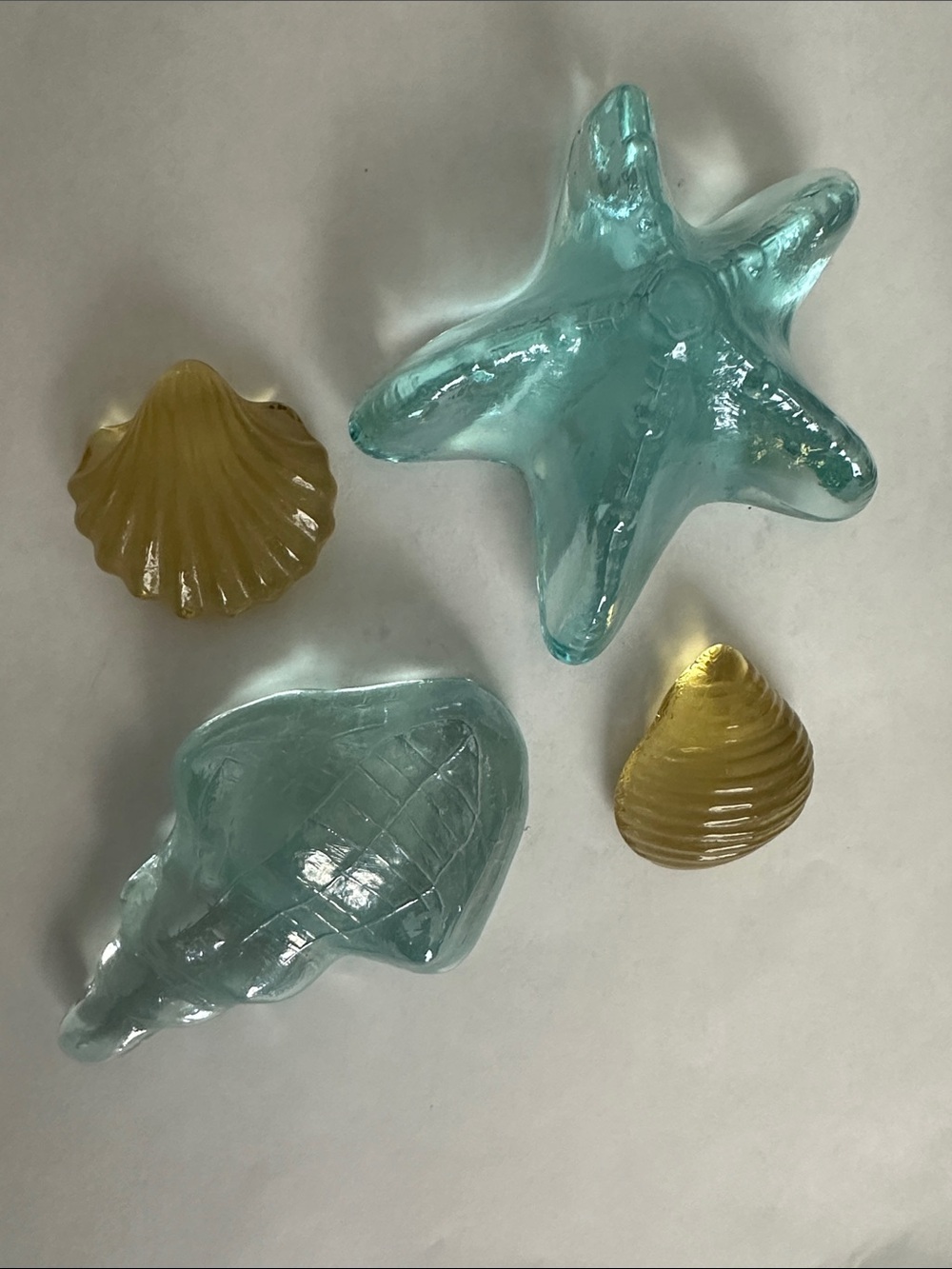 Blue and Gold Glass Sea Shell Decorative Set